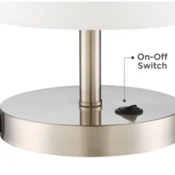 360 Lighting Heyburn Modern Accent Table Lamps 20" High Set Of 2 Brushed Nickel With USB And AC Power Outlet In Base White Cylinder Shade For Desk -360 Lighting GUEST 331fa9be 1b56 41c7 8bb9 7013d7438cc4