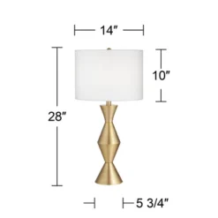 360 Lighting Elka 28" Tall Mid Century Modern Glam Table Lamps Set Of 2 Gold Brass Finish Metal Living Room Bedroom Bedside Nightstand White Shade -360 Lighting GUEST 34293280 682a 4af7 bf7a 878af59376f6