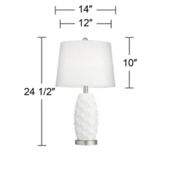 360 Lighting LED Modern Coastal Accent Table Lamps 24 1/2" High Set Of 2 Scalloped White Ceramic Drum Shade For Bedroom Living Room Bedside Nightstand -360 Lighting GUEST 342f51a7 2432 4d95 8841 c7bb1fbc46e5