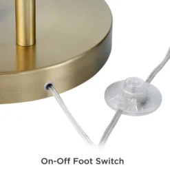 360 Lighting Modern Arc Floor Lamp With USB Charging Port 72" Tall Brass White Linen Drum Shade For Living Room Reading House Home -360 Lighting GUEST 34b6f7db 6191 4c0a 9523 1b67786ae13a