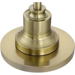 360 Lighting Spenser Retro Art Deco 58" Tall Floor Lamp Brushed Antique Brass Beige Fabric Pleated Empire Shade For Living Room Bedroom -360 Lighting GUEST 356cfa1c 3837 4dfb 89cb 6ce56a132894