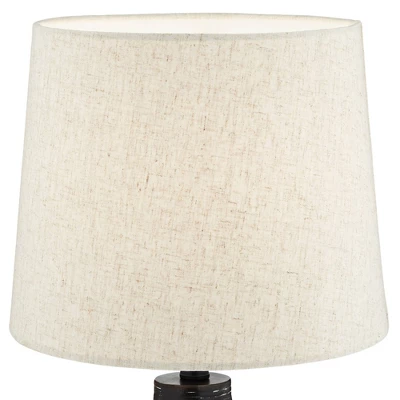 360 Lighting 24" High Mid Century Modern Farmhouse Rustic Table Lamps Set Of 2 Black Finish Oatmeal Shade Living Room Bedroom Bedside Nightstand House 4 360 Lighting 24" High Mid Century Modern Farmhouse Rustic Table Lamps Set Of 2 Black Finish Oatmeal Shade Living Room Bedroom Bedside Nightstand House - Image 2