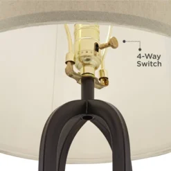 360 Lighting Marcel Modern Table Lamps Set Of 2 With Square Risers 24 1/4" High LED Nightlight USB Charging Port Black Natural Shade For Bedroom Desk -360 Lighting GUEST 35851e51 5193 415d 90d2 e8d343708ea5