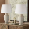 360 Lighting Rupert 24 3/4" High Vase Farmhouse Rustic Traditional Table Lamps Set Of 2 Beige Hammered Metal Off-White Shade Living Room Bedroom