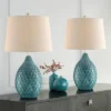 360 Lighting Kate 24 3/4" High Farmhouse Rustic Modern Table Lamps Set Of 2 Sea Foam Ceramic Living Room Bedroom Oatmeal Shade (Colors May Vary) -360 Lighting GUEST 35f4eb1f a21a 4cbe 9a68 26fac7ae9a49