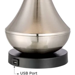 360 Lighting Simon Modern Table Lamps Set Of 2 With Square Risers 27" Tall Brushed Nickel USB Charging Port White Shade For Bedroom Living Room Desk -360 Lighting GUEST 367e2101 bf36 4f27 a9f7 b059ed08ad41