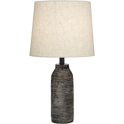 360 Lighting 24" High Mid Century Modern Farmhouse Rustic Table Lamps Set Of 2 Black Finish Oatmeal Shade Living Room Bedroom Bedside Nightstand House 8 360 Lighting 24" High Mid Century Modern Farmhouse Rustic Table Lamps Set Of 2 Black Finish Oatmeal Shade Living Room Bedroom Bedside Nightstand House - Image 6