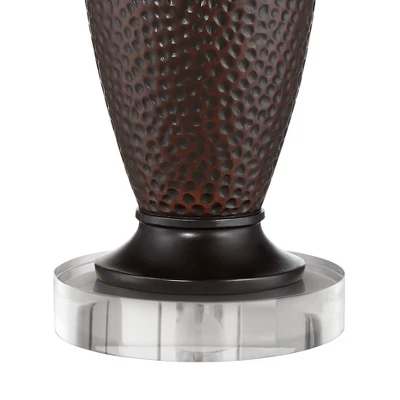 360 Lighting Cody Rustic Farmhouse Table Lamps Set Of 2 With Round Risers 27 1/2" Tall Oiled Bronze Hammered Oatmeal Drum Shade For Bedroom House Home 5 360 Lighting Cody Rustic Farmhouse Table Lamps Set Of 2 With Round Risers 27 1/2" Tall Oiled Bronze Hammered Oatmeal Drum Shade For Bedroom House Home - Image 3