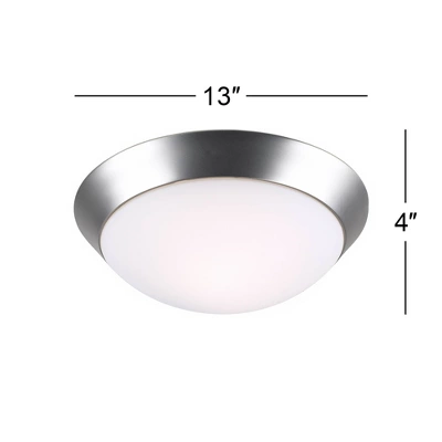 360 Lighting Modern Ceiling Light Flush Mount Fixture 13" Wide Brushed Nickel 2-Light Frosted Glass Dome Shade For Bedroom Kitchen Living Room Hallway 4 360 Lighting Modern Ceiling Light Flush Mount Fixture 13" Wide Brushed Nickel 2-Light Frosted Glass Dome Shade For Bedroom Kitchen Living Room Hallway - Image 2