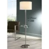 360 Lighting Caper Modern Floor Lamp With Tray Table 60 1/2" Tall Brushed Nickel USB And AC Power Outlet Off White Fabric Drum Shade For Living Room -360 Lighting GUEST 37765c7a 22b2 462f 9e32 9ae645bdfc71