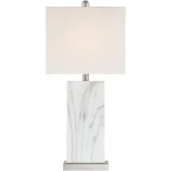 360 Lighting Connie Modern Table Lamps 25" High Set Of 2 White Faux Marble With USB Charging Ports Rectangular Shade For Living Room Office Desk House -360 Lighting GUEST 37795851 a560 44cb afbb 0dd0945ddc0c