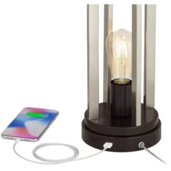 360 Lighting Marcel Modern Table Lamps Set Of 2 24 1/4" High Brushed Nickel With LED Nightlight USB Charging Port White Shade For Bedroom House Desk -360 Lighting GUEST 37bc3ef0 1d75 4a83 a763 08ab1a37c940