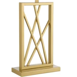 360 Lighting Claudia 26 1/2" Tall Square Modern Glam Luxe Table Lamp Gold Finish Metal Single White Shade Living Room Bedroom Bedside Nightstand House -360 Lighting GUEST 39dced2b 0828 47d2 afd1 d757f1619504