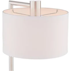 360 Lighting Colby Modern Desk Lamp 21" High Brushed Nickel With USB And AC Power Outlet In Base White Linen Drum Shade For Bedroom Living Room Office -360 Lighting GUEST 3a0e7d09 5666 4be2 a081 4bda0f1fdd3c