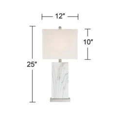 360 Lighting Connie Modern Table Lamps 25" High Set Of 2 White Faux Marble With USB Charging Ports Rectangular Shade For Living Room Office Desk House -360 Lighting GUEST 3aab8701 e7c7 4321 8a0c 7bff12f87158