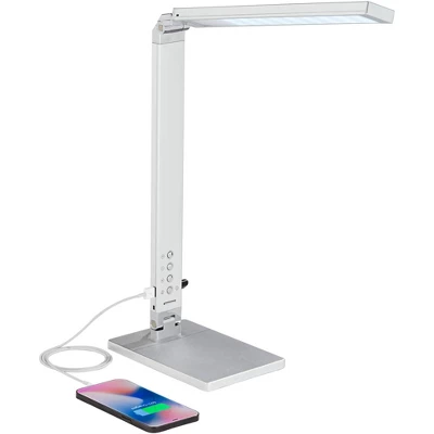 360 Lighting Jett Modern Desk Lamp 16 1/2" High Silver With USB Port And Nightlight LED Dimmer Touch On Off For Bedroom Bedside Nightstand Family Home 4 360 Lighting Jett Modern Desk Lamp 16 1/2" High Silver With USB Port And Nightlight LED Dimmer Touch On Off For Bedroom Bedside Nightstand Family Home - Image 2