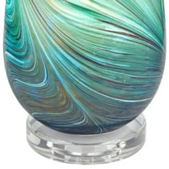 360 Lighting Carmen Modern Coastal Accent Table Lamps 12 1/2" High Set Of 2 Green Art Glass Shade For Bedroom Bedside Nightstand Office -360 Lighting GUEST 3b3e014b 328b 40a3 9116 fffc8a644d67