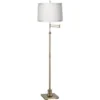 360 Lighting Swing Arm Floor Lamp Adjustable Height 70" Tall Antique Brass Off White Ribbon Trimmed Fabric Drum Shade Living Room Bedroom -360 Lighting GUEST 3d50f8e8 d8ce 4698 be0a da0ff43115da