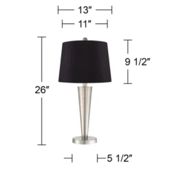 360 Lighting Geoff Modern Table Lamps 26" High Set Of 2 Brushed Nickel With USB Charging Port Black Faux Silk Drum Shade For Bedroom Living Room Desk -360 Lighting GUEST 3dcbe9fd 7a99 4a83 b163 e8fc44d8a077