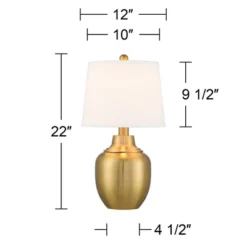 360 Lighting Becca 22" High Urn Small Modern Accent Table Lamps Set Of 2 Gold Brass Finish Metal White Shade Living Room Bedroom Bedside Nightstand -360 Lighting GUEST 3e63b949 b077 4bbc a110 a8f0674c6c67