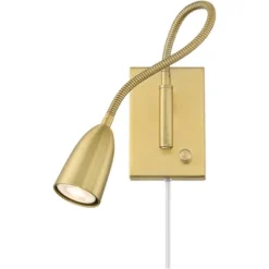 360 Lighting Lido Mid Century Modern Wall Lamp Warm Gold Plug-in 2 1/4" Fixture Adjustable Gooseneck For Bedroom Reading Living Room Hallway House -360 Lighting GUEST 3e7410e9 1b84 42fa 9e85 d4a8005d594c