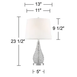 360 Lighting Sergio Modern Accent Table Lamps 23 1/2" High Set Of 2 Clear Acrylic With USB Charging Port White Drum Shade For Bedroom Living Room Desk -360 Lighting GUEST 3f717d5c 4bee 4f65 a3a9 f2a3490fa934