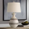360 Lighting Lorraine 27" Tall Farmhouse Rustic Coastal Country Cottage Table Lamp Beige Finish Terracotta Single White Shade Living Room Bedroom
