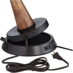 360 Lighting Helene Country Cottage Table Lamp 26" High Cream White Ceramic With Dimmable USB Workstation Base Tan Drum Linen For Living Room Desk -360 Lighting GUEST 41c5ffa2 ce2c 4bcb 91c4 6647179648af 1