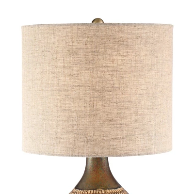 360 Lighting Emma 21" High Small Mid Century Modern Accent Table Lamps Set Of 2 Brown Wood Finish Ceramic Oatmeal Shade Living Room Bedroom Bedside 10 360 Lighting Emma 21" High Small Mid Century Modern Accent Table Lamps Set Of 2 Brown Wood Finish Ceramic Oatmeal Shade Living Room Bedroom Bedside - Image 8