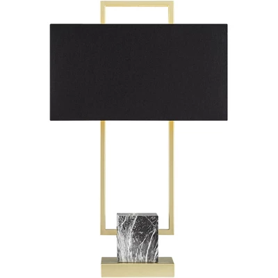 360 Lighting Carl Modern Table Lamp 24 3/4" High Gold Metal Gray Faux Marble Black Rectangular Shade For Bedroom Living Room Bedside Nightstand Office 9 360 Lighting Carl Modern Table Lamp 24 3/4" High Gold Metal Gray Faux Marble Black Rectangular Shade For Bedroom Living Room Bedside Nightstand Office - Image 7