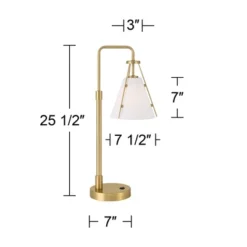 360 Lighting Brynn 25 1/2" High Industrial Desk Lamp Dual USB Port Gold Brass Finish Metal Single White Cone Shade Home Office Living Room Charging 12 360 Lighting Brynn 25 1/2" High Industrial Desk Lamp Dual USB Port Gold Brass Finish Metal Single White Cone Shade Home Office Living Room Charging -360 Lighting GUEST 43d031aa 1850 45f2 85b1 e4dfb3589b78