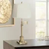 360 Lighting Swing Arm Desk Table Lamp 36" Tall Antique Brass Beige Fabric Drum Shade For Living Room Bedroom Bedside Office Family -360 Lighting GUEST 448868a6 3812 4388 ad6f 24cbd54379a9
