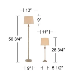360 Lighting Carter Rustic Farmhouse 3 Piece Table Floor Lamp Set Beige Metal Cream Fabric Tapered Drum Shade For Living Room Bedroom Office House -360 Lighting GUEST 448e01b3 03c3 41fb a83b 7b7b7d4da1bd