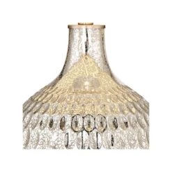 360 Lighting Waylon Modern Table Lamp 28" Tall Mercury Glass With Table Top Dimmer Off White Drum Shade For Bedroom Living Room Bedside Nightstand -360 Lighting GUEST 450451f6 eacb 4a89 8ef2 c64f6fd183a6