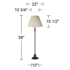 360 Lighting Spenser Retro Art Deco 58" Tall Floor Lamp Oiled Bronze Brown Beige Fabric Pleated Empire Shade For Living Room Bedroom House -360 Lighting GUEST 45074a01 0be9 4fb6 83c3 f40042529b38