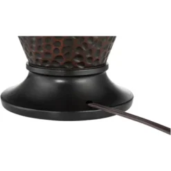 360 Lighting Cody Rustic Farmhouse Table Lamps 26" High Set Of 2 Hammered Oiled Bronze Oatmeal Linen Drum Shade For Bedroom Living Room Bedside House -360 Lighting GUEST 450d07a9 f824 42e9 b506 765c44b4a852