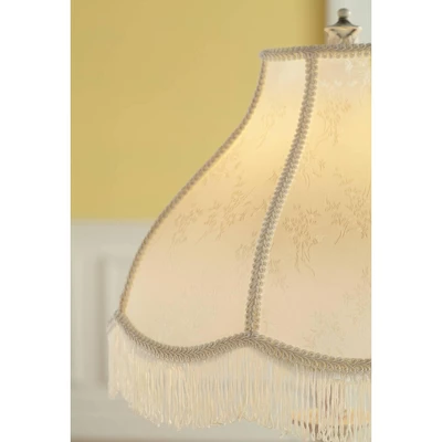 360 Lighting Vintage Shabby Chic Floor Lamp 60" Tall Antique White Cream Scallop Fabric Dome Shade Fringe For Living Room Reading Bedroom 10 360 Lighting Vintage Shabby Chic Floor Lamp 60" Tall Antique White Cream Scallop Fabric Dome Shade Fringe For Living Room Reading Bedroom - Image 8