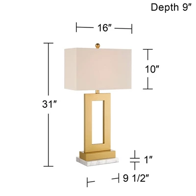 360 Lighting Marshall Modern Table Lamp With White Marble Riser 30" Tall Champagne Gold Oatmeal Shade For Bedroom Living Room Bedside Nightstand House 8 360 Lighting Marshall Modern Table Lamp With White Marble Riser 30" Tall Champagne Gold Oatmeal Shade For Bedroom Living Room Bedside Nightstand House - Image 6