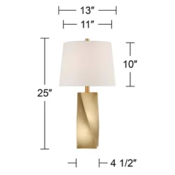 360 Lighting Arabella 25" High Geometric Modern Table Lamps Set Of 2 Gold Finish Off-White Shade Living Room Bedroom Bedside Nightstand House Office -360 Lighting GUEST 45e7174f b45a 499f a7e2 c39687366273