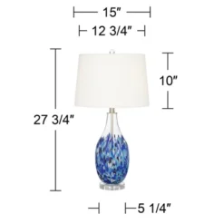 360 Lighting Marnie Modern Coastal Table Lamp 28" Tall Blue Art Glass White Fabric Drum Shade For Bedroom Living Room Bedside Nightstand Office House 12 360 Lighting Marnie Modern Coastal Table Lamp 28" Tall Blue Art Glass White Fabric Drum Shade For Bedroom Living Room Bedside Nightstand Office House -360 Lighting GUEST 460962ae b5d4 4c3e bb01 0ba70c38f1da