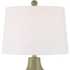 360 Lighting Lyrah 25" High Mid Century Modern Table Lamp Green Glaze Finish Ceramic Single White Shade Living Room Bedroom Bedside Nightstand House -360 Lighting GUEST 469dd737 a2ed 4823 b769 335451c2f25d