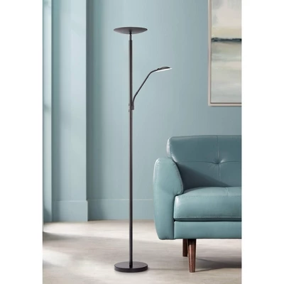 360 Lighting Modern Floor Lamp With Reading Light LED 71.5" Tall Decker Black Metal Acrylic Diffuser For Living Room Reading Office 3 360 Lighting Modern Floor Lamp With Reading Light LED 71.5" Tall Decker Black Metal Acrylic Diffuser For Living Room Reading Office