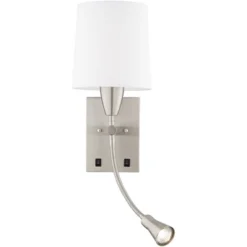 360 Lighting Aoife 17" High Brushed Nickel Wall Sconce With Reading Light