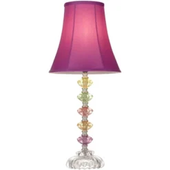360 Lighting Bohemian Country Cottage Accent Table Lamps 21" High Set Of 2 Orchid Stacked Glass Off White Bell Shade For Bedroom Living Room Bedside -360 Lighting GUEST 48e93b15 e8ad 4336 a6cd 50b09c805531