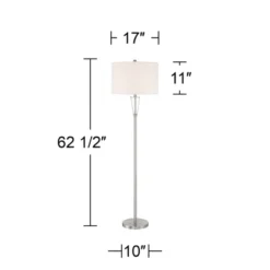 360 Lighting Shasta Modern 62 1/2" Tall Standing Floor Lamp Skinny Pole Silver Clear Glass Brushed Nickel Finish Living Room Bedroom House Reading -360 Lighting GUEST 4a00ca8c e9fe 460b b903 0da89a3530b9