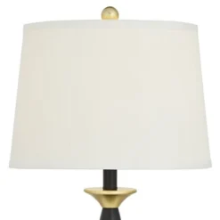 360 Lighting Kamila Traditional Table Lamps 27" Tall Set Of 2 Gold Black With Dual USB Charging Ports White Drum Shade For Bedroom Bedside Family Desk -360 Lighting GUEST 4ba3697f ab15 4d2a bef1 6ed8cd547379