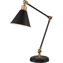 360 Lighting Wray 26 3/4" Tall Industrial Modern Desk Lamps Set Of 2 USB Port Adjustable Black Brass Finish Metal Home Office Living Room Charging -360 Lighting GUEST 4baf2eec a7e9 458e b256 5bc783d0a1e0