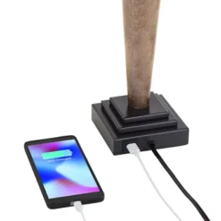 360 Lighting Fernbank 23 1/2" High Small Farmhouse Rustic Accent Table Lamps Set Of 2 USB Port Brown Bronze Finish Metal Living Room Charging -360 Lighting GUEST 4db9ecc2 8de9 47d7 8823 883cec45db75