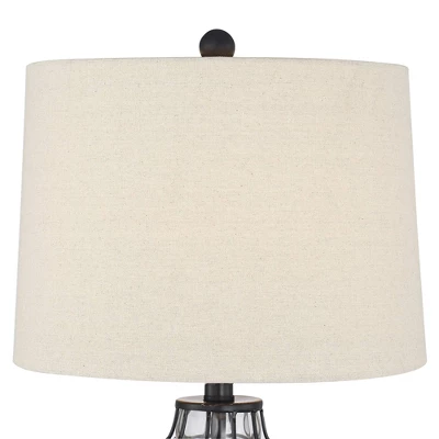 360 Lighting Hudson Rustic Table Lamps 23" High Set Of 2 Dark Bronze Blown Clear Glass Gourd Burlap Fabric Drum Shade For Bedroom Living Room Bedside 4 360 Lighting Hudson Rustic Table Lamps 23" High Set Of 2 Dark Bronze Blown Clear Glass Gourd Burlap Fabric Drum Shade For Bedroom Living Room Bedside - Image 2