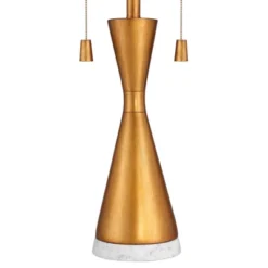 360 Lighting Sterling 27 3/4" Tall Modern Table Lamp Pull Chain Gold Finish Marble Single White Shade Living Room Bedroom Bedside Nightstand House -360 Lighting GUEST 4ebbb8c9 c938 4cb3 8ecf 44ae012f5678